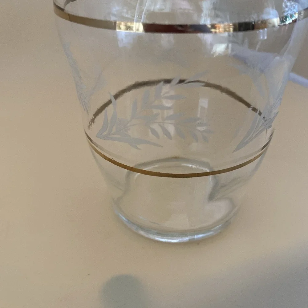 Vtg Gold Rimmed Stampi Francolini Holly Etched Glass Decanter Made in Italy